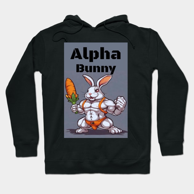 Alpha Bunny Muscle Man Hoodie by HighwayForSouls